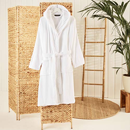 CityComfort Señoras Robe Luxury Terry Toweling algodón bata albornoz Mujeres altamente absorbente mujeres con capucha y Shawl Towel baño abrigo (XL, blanco)