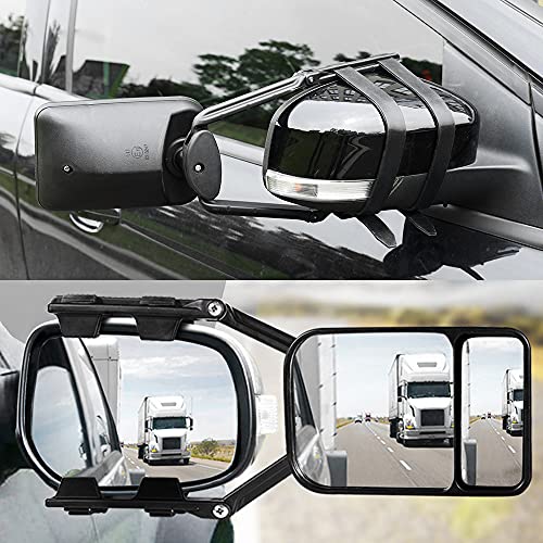CJBIN Retrovisores Caravana, Espejos para Caravana Universal Espejos Caravana Coche 360 ° Giratorio Espejo con Clip Espejo de Remolque Espejo Caravana Furgoneta con Brazo de Espejo (Espejo + Convexo)