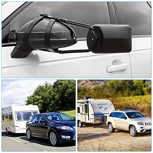 CJBIN Retrovisores Caravana, Espejos para Caravana Universal Espejos Caravana Coche 360 ° Giratorio Espejo con Clip Espejo de Remolque Espejo Caravana Furgoneta con Brazo de Espejo (Espejo + Convexo)