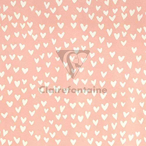 Clairefontaine 223862C - Un rouleau de papier cadeau Excellia Tiny Rolls 5m x 35 cm (spécial petite largeur) 80g, Cœurs