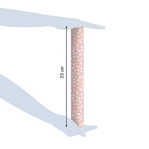 Clairefontaine 223862C - Un rouleau de papier cadeau Excellia Tiny Rolls 5m x 35 cm (spécial petite largeur) 80g, Cœurs