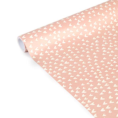 Clairefontaine 223862C - Un rouleau de papier cadeau Excellia Tiny Rolls 5m x 35 cm (spécial petite largeur) 80g, Cœurs