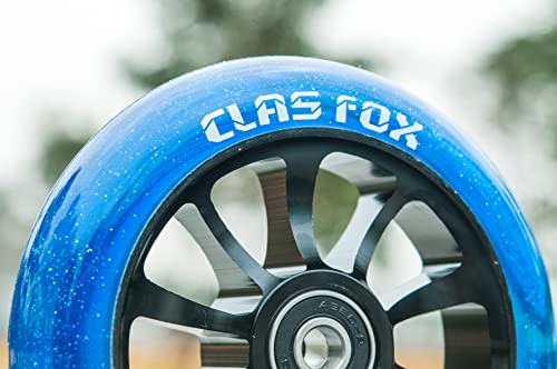 CLAS FOX Pro Stunt Scooter Ruedas 100 mm Un par con rodamientos ABEC-9 CNC núcleo de metal (2 unidades), color azul transparente