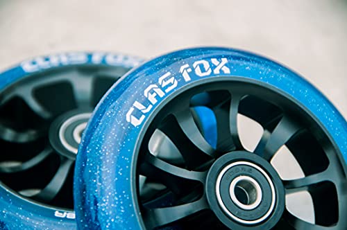 CLAS FOX Pro Stunt Scooter Ruedas 100 mm Un par con rodamientos ABEC-9 CNC núcleo de metal (2 unidades), color azul transparente