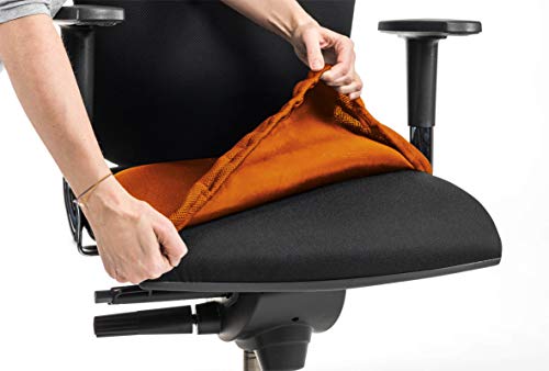 CLEANCHAIR Funda de Asiento para Silla de Oficina, estándar, Funda para Silla de Oficina con un Asiento de aplicación. 40-52 cm de Ancho y App. 40-52 cm de Profundidad (Naranja)
