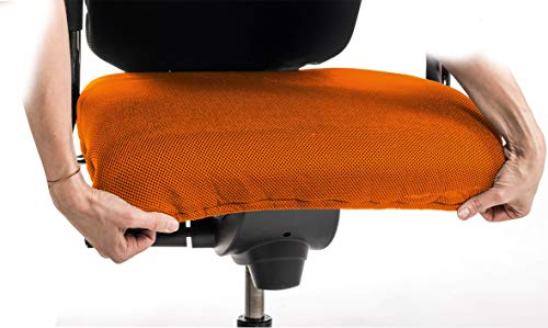CLEANCHAIR Funda de Asiento para Silla de Oficina, estándar, Funda para Silla de Oficina con un Asiento de aplicación. 40-52 cm de Ancho y App. 40-52 cm de Profundidad (Naranja)