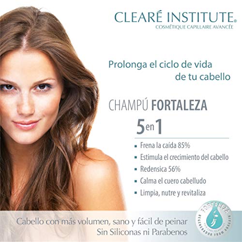 Cleare Institute Champú Fortaleza Anticaída - Limpia, Nutre Y Fortalece. Frena La Caída Y Estimula El Crecimiento | 97% Ingredientes Naturales, 400 Mililitro