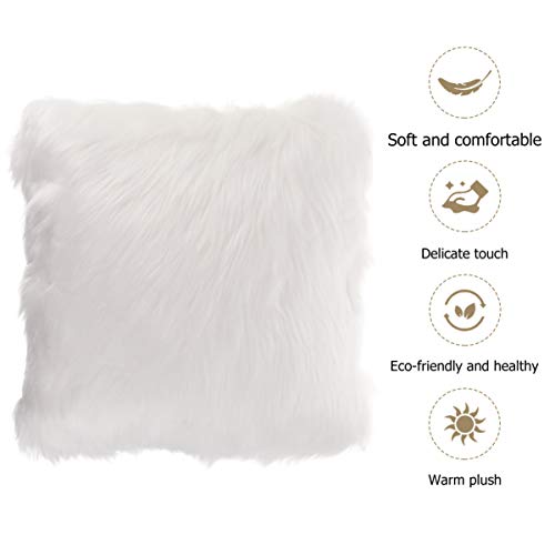 CLISPEED 1 Juego de Almohada de Felpa con Cojín de Sofá con Funda de Cojín de Lana para Uso Doméstico (Blanco)
