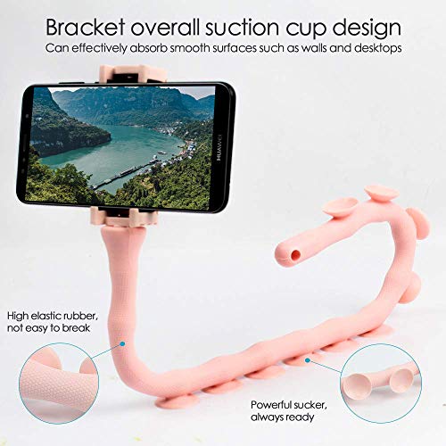 CLM-Tech Soporte Teléfono Móvil, 360° Rotación Universal Soporte para Smartphones, apesta a Varias Superficies, Bicicletas, Coches y más, Rosa