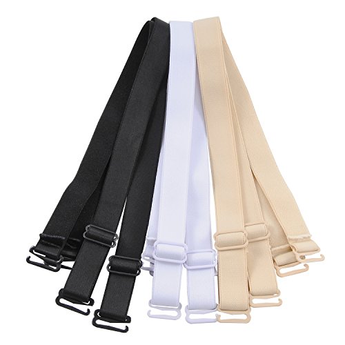 Closecret Accesorios de Ropa Interior para Mujer Elástico Ajustable Extraíble Reemplazo Sujetador Correas para el Hombro Banda de Ancho de 12 mm y 15 mm (Paquete de 3) (12mm)