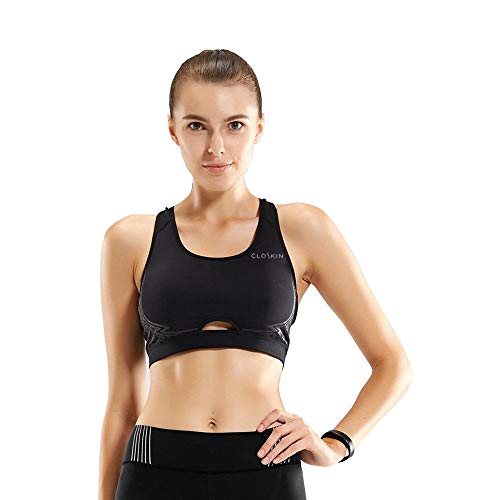 CLOSKIN® Sujetador Deportivo Mujer sin Aros con Almohadillas Extraíbles Bra Deporte para Yoga/Fitness/Run/Ejercicio
