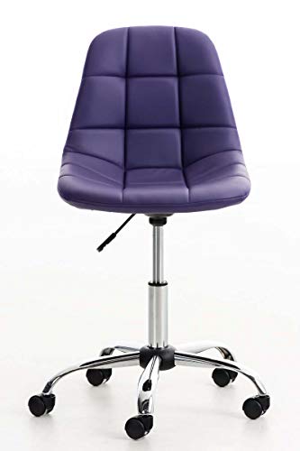 CLP Silla De Escritorio Emil En Simil Cuero & Base con Ruedas I Silla De Ordenador Altura Regulable & Giratoria, Color:Violeta