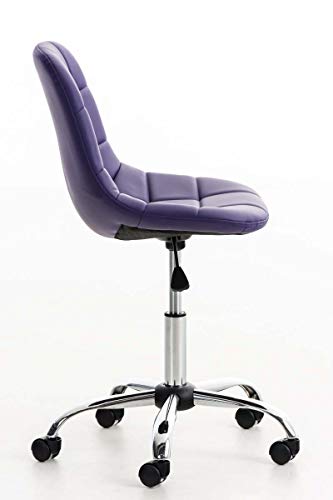 CLP Silla De Escritorio Emil En Simil Cuero & Base con Ruedas I Silla De Ordenador Altura Regulable & Giratoria, Color:Violeta