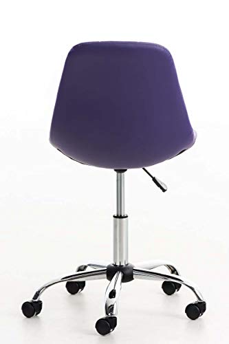 CLP Silla De Escritorio Emil En Simil Cuero & Base con Ruedas I Silla De Ordenador Altura Regulable & Giratoria, Color:Violeta