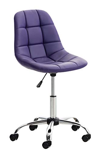 CLP Silla De Escritorio Emil En Simil Cuero & Base con Ruedas I Silla De Ordenador Altura Regulable & Giratoria, Color:Violeta