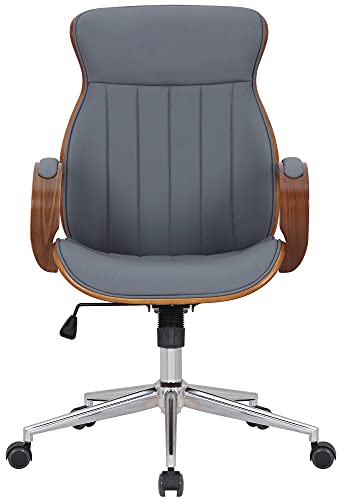 CLP Silla De Oficina Melilla Ergonómica En Símil Cuero & Base con Ruedas I Silla De Escritorio Regulable En Altura, Color:Nuez/Gris