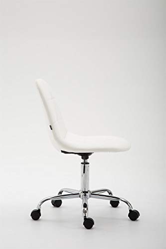CLP Silla De Oficina Moderna Reims Tapizado En Cuero PU I Silla De Escritorio con Respaldo I Silla De Ordenador con Ruedas, Color:Blanco
