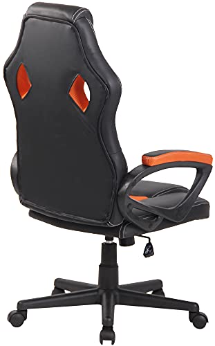 CLP Silla Racing De Oficina Fire En Simil Cuero & Base con Ruedas I Silla Gamer Regulable En Altura & Giratoria, Color:Naranja