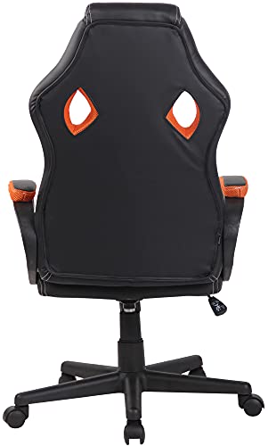 CLP Silla Racing De Oficina Fire En Simil Cuero & Base con Ruedas I Silla Gamer Regulable En Altura & Giratoria, Color:Naranja