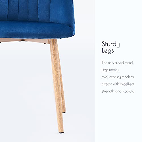 CO-Z Juego de 2 Sillas de Comedor de Terciopelo con Patas Metálicas y Respaldo Sillas de Comedor Tapizadas en Tela Sillas de Ocio en Estilo Nórdico para Salón, Dormitorio y Comedor (Azul Claro)