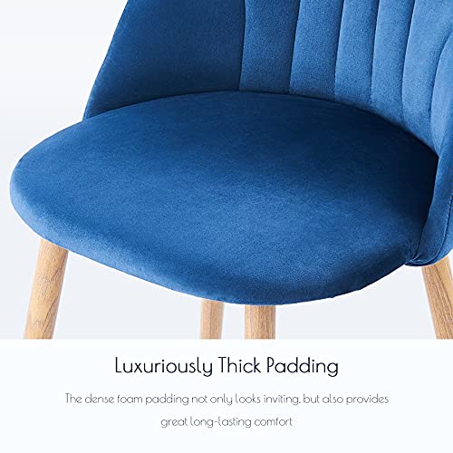 CO-Z Juego de 2 Sillas de Comedor de Terciopelo con Patas Metálicas y Respaldo Sillas de Comedor Tapizadas en Tela Sillas de Ocio en Estilo Nórdico para Salón, Dormitorio y Comedor (Azul Claro)