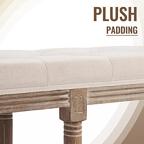 CO-Z Taburete para Pie de Cama con Asiento Acolchado y 6 Patas de Madera Banqueta para Dormitorio y Salón 122x42.5x48CM Banco de Recibidor Tapizado en Estilo de Vintage