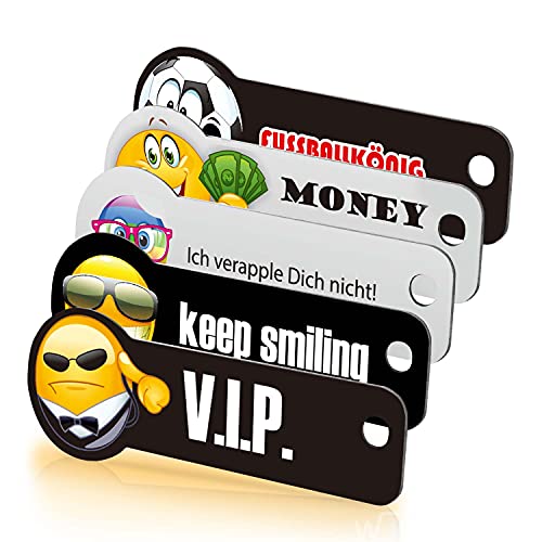 Code24 Einkaufswagenlöser “SmilKey” Llavero con Moneda Carro 5 Piezas – Práctico Colgante Llavero Euro para Carro con Diseño de Sonriente – Llavero Moneda Euro Incluye Código Localizador de Llaves