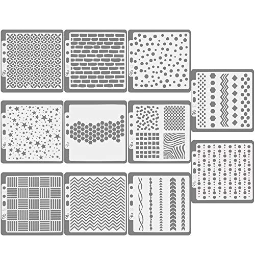 CODIRATO 11 PCS Plantilla para Diario Diseño Geométrico, Plástico Dibujo Pintura Reutilizables Plantillas DIY para Álbum de Recortes, Diario, Escritura, Creaciones Artesanales (14 * 13 cm)
