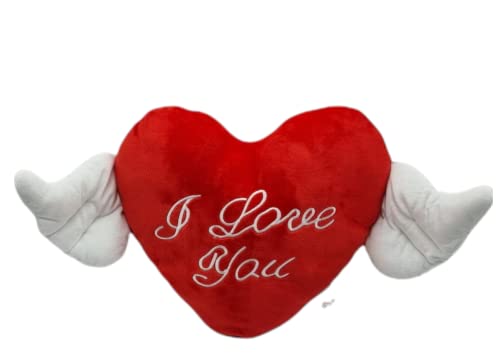 Cojín corazón con alas Frase de Amor I Love You de 60cm