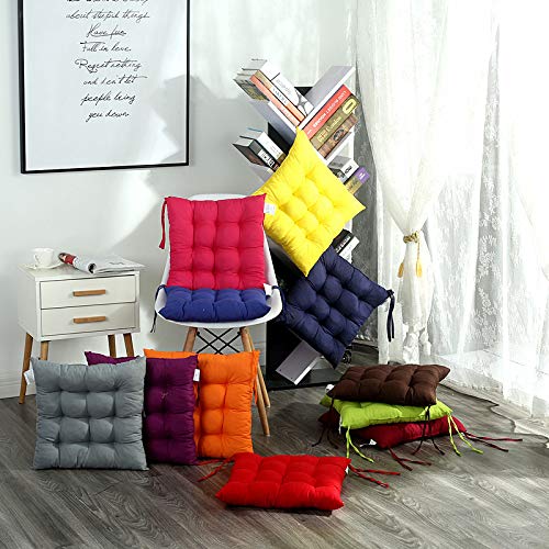 Cojín grueso cepillado para silla de comedor de jardín suave con lazos, cómodo y duradero, cojín acolchado para interiores y exteriores, oficina de 40 x 40 cm