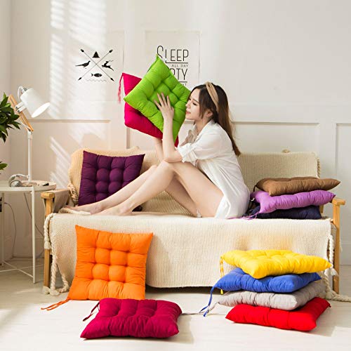 Cojín grueso cepillado para silla de comedor de jardín suave con lazos, cómodo y duradero, cojín acolchado para interiores y exteriores, oficina de 40 x 40 cm