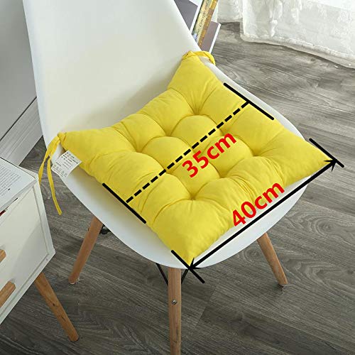 Cojín grueso cepillado para silla de comedor de jardín suave con lazos, cómodo y duradero, cojín acolchado para interiores y exteriores, oficina de 40 x 40 cm