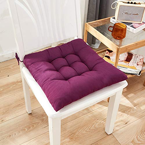 Cojín grueso cepillado para silla de comedor de jardín suave con lazos, cómodo y duradero, cojín acolchado para interiores y exteriores, oficina de 40 x 40 cm