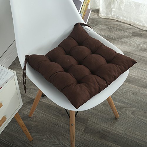 Cojín grueso cepillado para silla de comedor de jardín suave con lazos, cómodo y duradero, cojín acolchado para interiores y exteriores, oficina de 40 x 40 cm