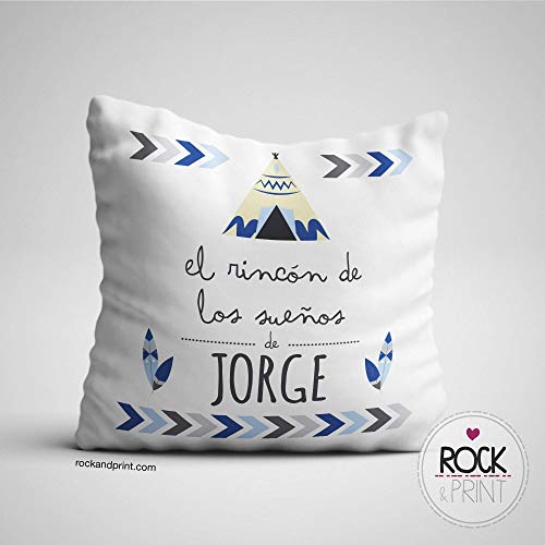 Cojín Infantil/Almohadón Guardería Tipi. Personalizado 40x40 cm, incluye relleno. Elige el color del diseño. Regalo de Nacimiento. Guardería. Decoración Cuna.
