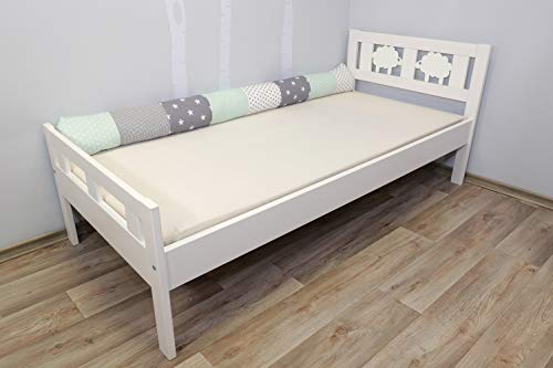 Cojín protector para cuna de ULLENBOOM ® cojín chichonera en forma de serpiente menta gris (ideal para proteger al bebé de los barrotes de la cuna o como cojín de apoyo)