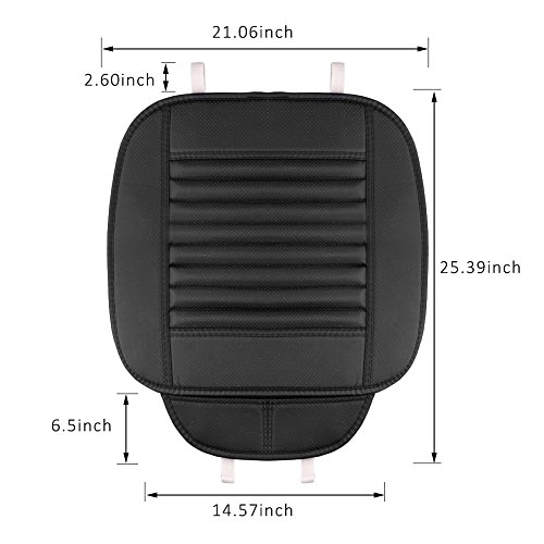 Cojines de asiento de coche Cubiertas de asiento de coche de bambú del carbón de leña con el cojín interior del asiento de cuero de la PU Por Fashionapple (negro)