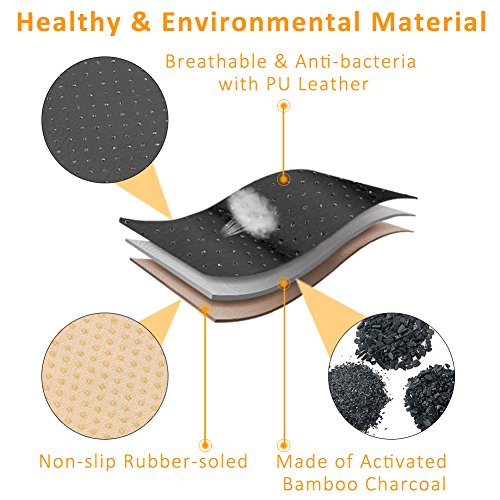Cojines de asiento de coche Cubiertas de asiento de coche de bambú del carbón de leña con el cojín interior del asiento de cuero de la PU Por Fashionapple (negro)