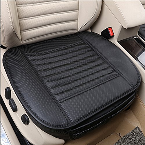Cojines de asiento de coche Cubiertas de asiento de coche de bambú del carbón de leña con el cojín interior del asiento de cuero de la PU Por Fashionapple (negro)