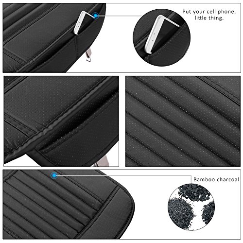 Cojines de asiento de coche Cubiertas de asiento de coche de bambú del carbón de leña con el cojín interior del asiento de cuero de la PU Por Fashionapple (negro)