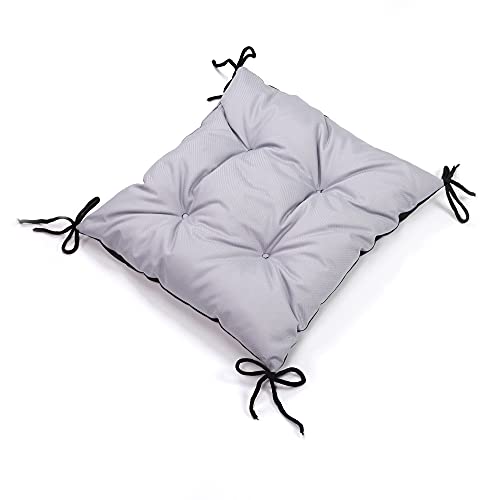 Cojines para Asiento Cojines para Silla 40 x 40 cm (4 Piezas) - Cojín para Silla Cojín para Asiento Interior y Exterior Gris