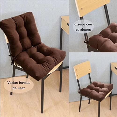 Cojines para Silla, 40x40 CM, Acolchados, Relleno de Algodón 7cm, Cómodos y BIandos, Ideal para la Decoración de Cocina y Salón, Comedor y jardín. Fabricados en España (Pack 2 Unidades, Marrón)