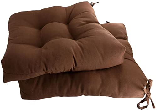Cojines para Silla, 40x40 CM, Acolchados, Relleno de Algodón 7cm, Cómodos y BIandos, Ideal para la Decoración de Cocina y Salón, Comedor y jardín. Fabricados en España (Pack 2 Unidades, Marrón)