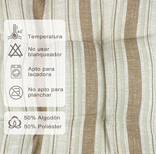Cojines para Sillas, Pack de 4 Cojines Sillas Exterior Interior 40x40cm con Correas de Sujeción Respaldos de Asientos para el Jardín con Tiras de Contención (Marrón)