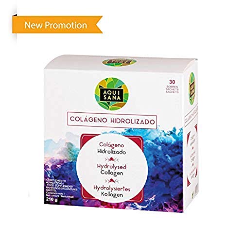 Colágeno con Magnesio 30 sobres| Colágeno con Magnesio y Ácido Hialurónico y Vitamina C |Para Articulaciones + Huesos + Piel y Cabello| Aquisana