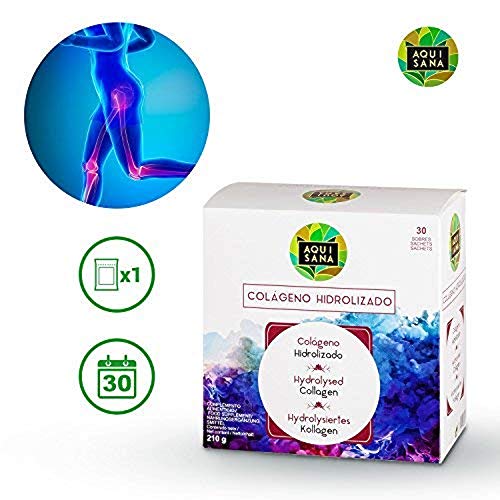 Colágeno con Magnesio 30 sobres| Colágeno con Magnesio y Ácido Hialurónico y Vitamina C |Para Articulaciones + Huesos + Piel y Cabello| Aquisana