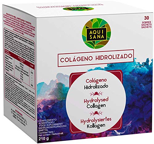 Colágeno con Magnesio 30 sobres| Colágeno con Magnesio y Ácido Hialurónico y Vitamina C |Para Articulaciones + Huesos + Piel y Cabello| Aquisana