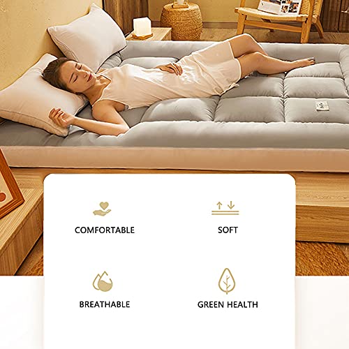 Colchón De Suelo De Estilo Japonés, Colchón De Futón De Tatami Grueso, Cojín De Dormir Suave Y Plegable, Colchón Portátil De Color Sólido Para Invitados, Colchón Enrollable,B,120x200cm (47.2*78.7 in)