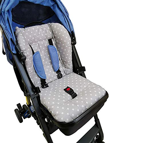 Colchoneta Silla de Paseo Bebe,Universal Colchoneta Silla de Paseo Bebe Verano Transpirable Silla Alta Cojín Funda Trona Colchoneta Bebé Niña Niño Unisex(estrella gris)