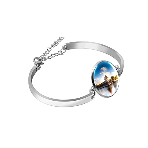 Colecciones De Joyería Para Mujer, Brazalete De Plata Y Cristales Transparentes Para Niñas Ciudad Prohibida